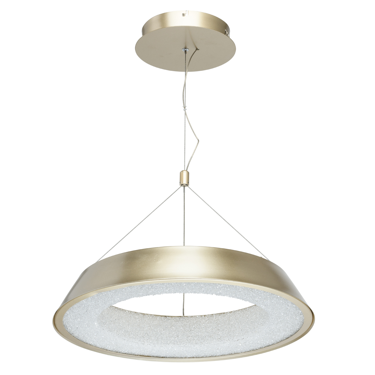 Lampa wisząca LED o kształcie pierścienia, matowe złoto, teksturowane wnętrze